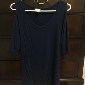 Plain Navy Open Shoulder Top
